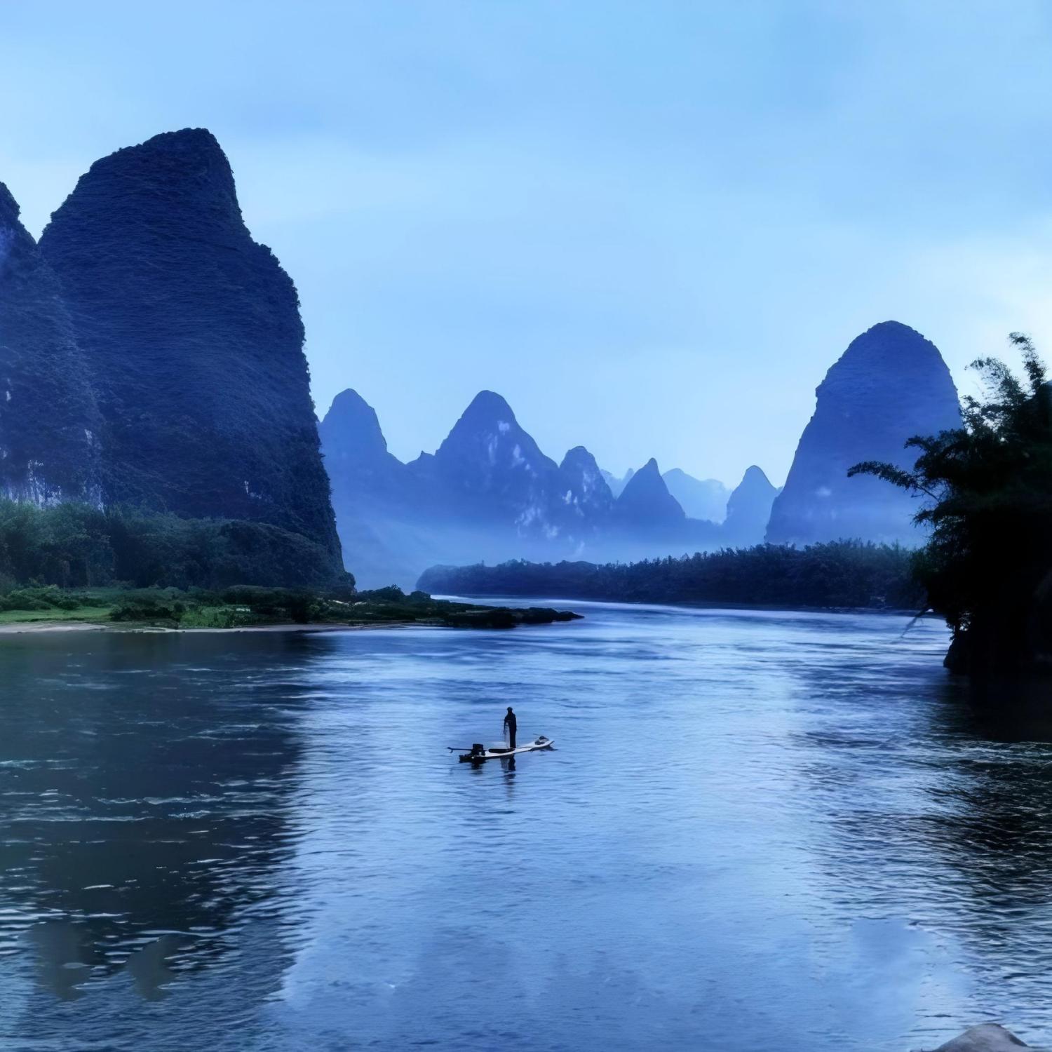 Paysage de Yangshuo et rivière Li